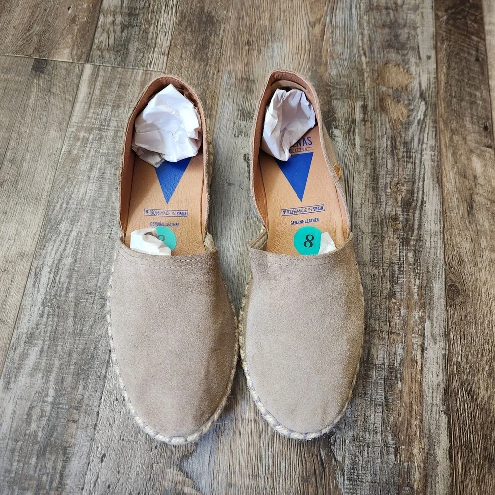 Verbenas Carmen Taupe Suede Espadrille Flats Made in Spain‎ Womens 9 EU 40